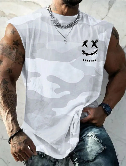 Men's Tank Top Sleeveless T-Shirt Pattern Print Summer Sports Running