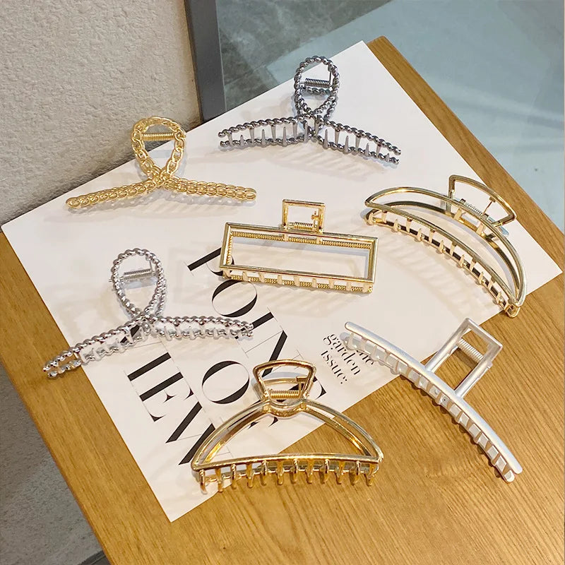 Fashion Metal Hair Claw For Women Gold Silver Color Cross Crab Hair