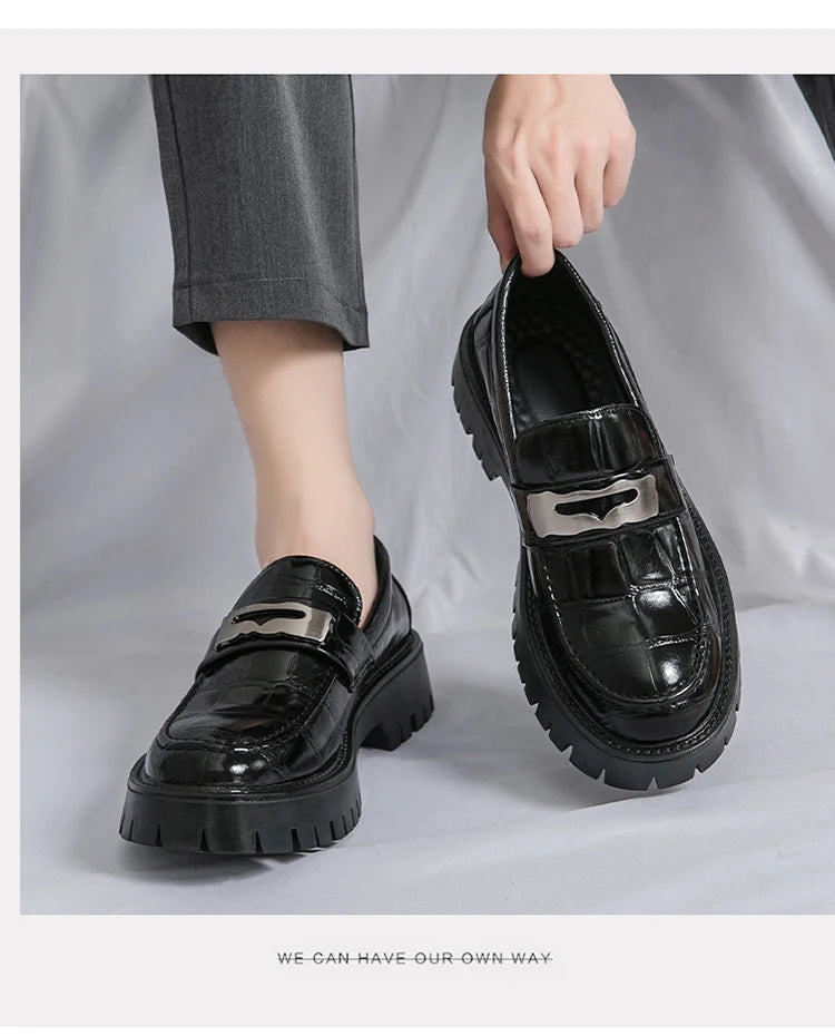 STRONGSHEN Men Oxford Shoes Leather Platform Casual Shoes Comfortable Formal Loafer Business Office Formal Dress Shoes 38-46