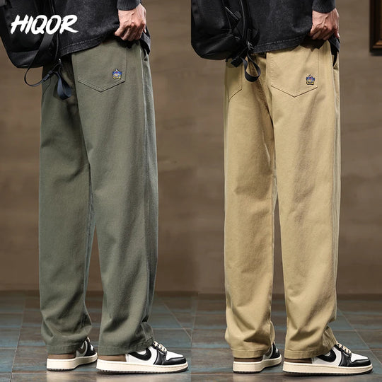 HIQOR Men Casual Pants Fashion Jogger Pant Loose Straight Wide Leg