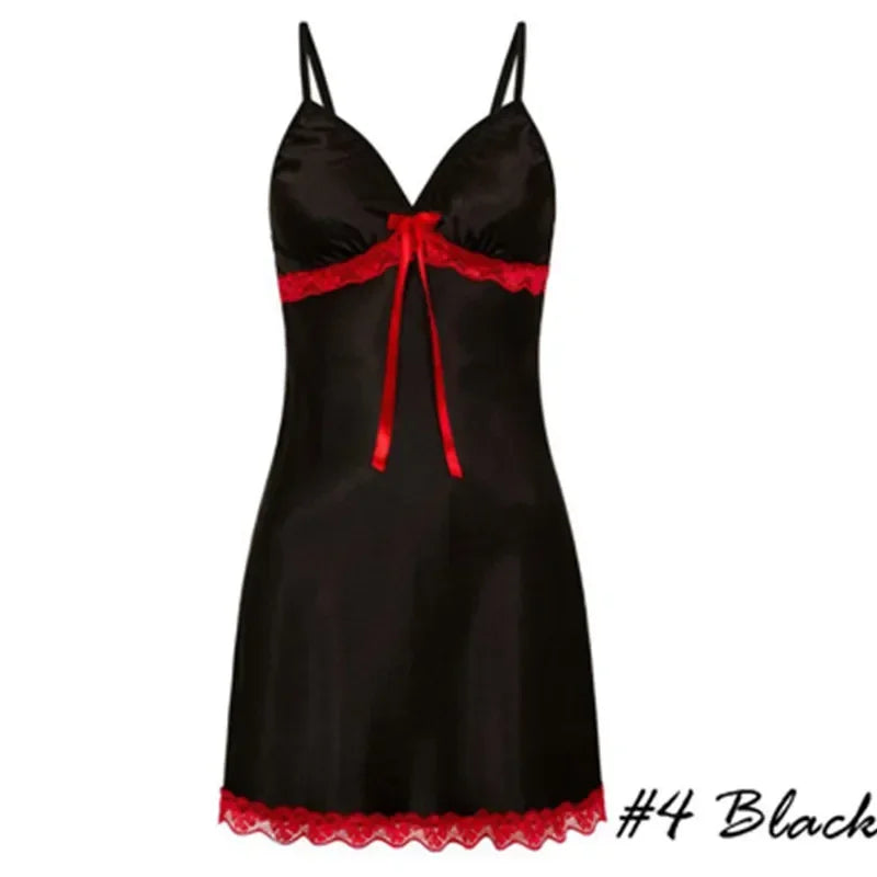 Women's Nightgown Sexy Sleepwear Silk Satin Nightwear Slip Dress