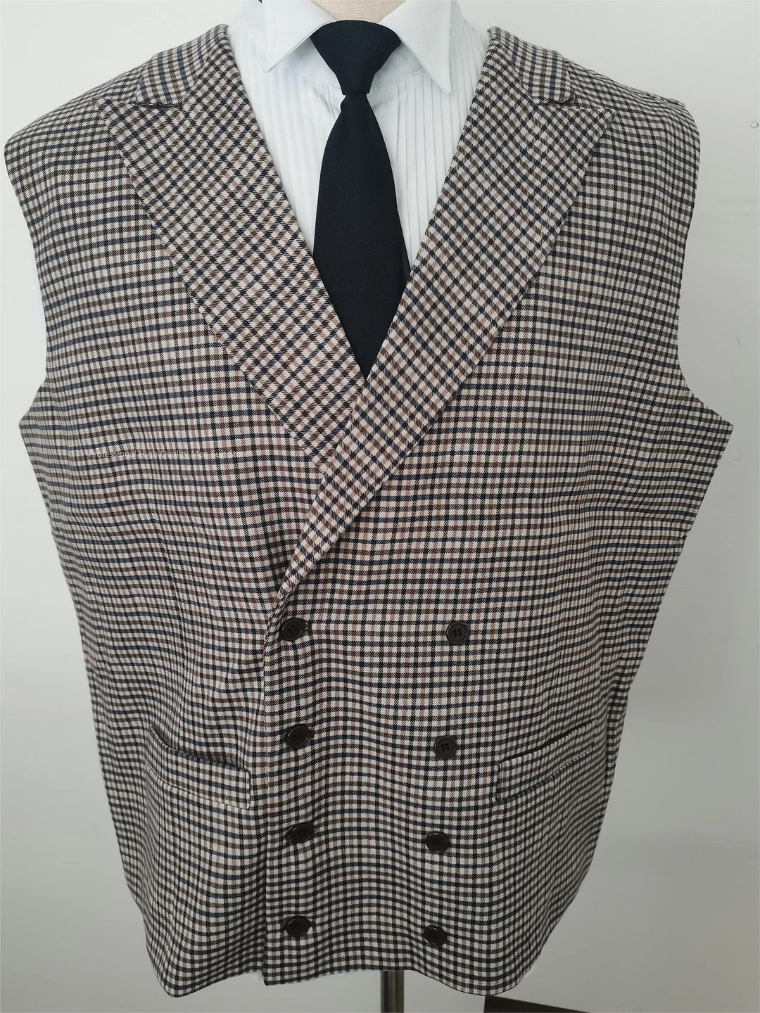 Burgundy Black Green 3 Color Small Square Thousand Bird Man‘s Suit Set Outfit Notch Lapel Blazer Trousers 3pcs Jacket Pants Vest