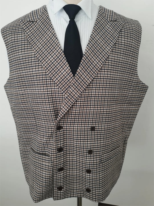 Burgundy Black Green 3 Color Small Square Thousand Bird Man‘s Suit Set Outfit Notch Lapel Blazer Trousers 3pcs Jacket Pants Vest