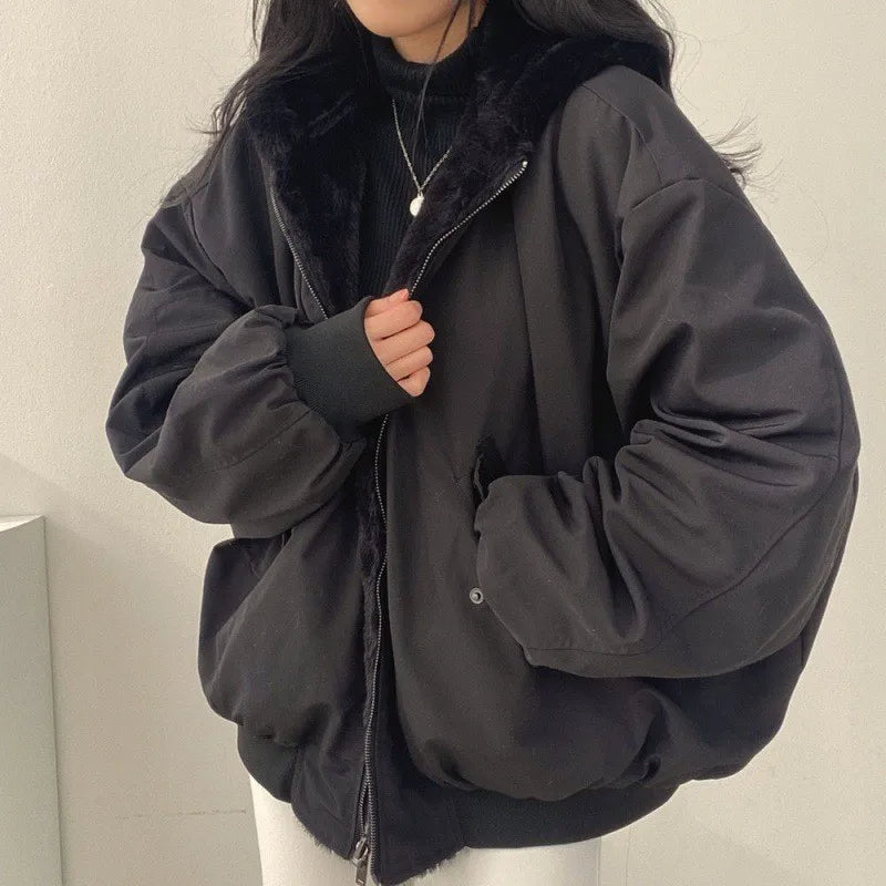 Winter Thicken Warm Parkas Women Oversized Kawaii Double Sided Hooded