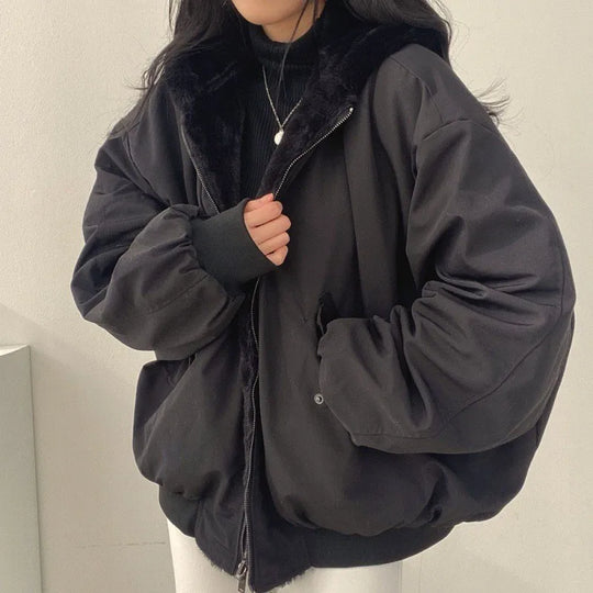 Winter Thicken Warm Parkas Women Oversized Kawaii Double Sided Hooded