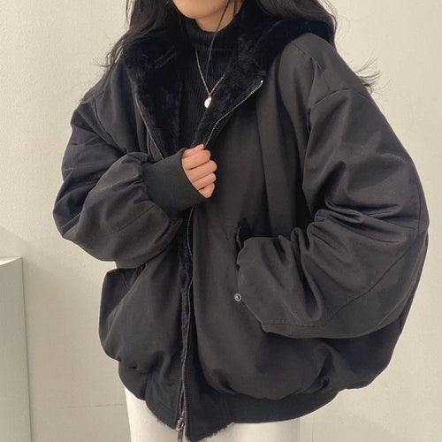 Winter Thicken Warm Parkas Women Oversized Kawaii Double Sided Hooded