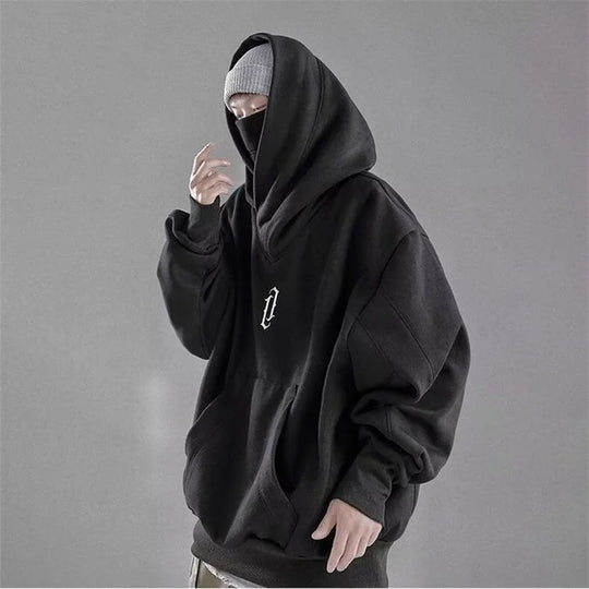 Embroidery Turtleneck Sweatshirt For Men Japanese Ninja Hoodies Autumn