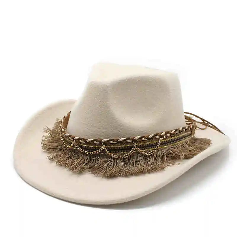 Wide Brim Fedora Hat with Braided Tassel Band - Church Jazz Hat for Outdoor Events, Daily Casual Wear, Photography Accessories
