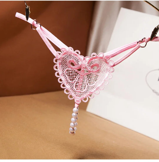 Transparent Women's Panties Sweet Underwear Open Crotch Thongs Embroidery Sexy Lingerie Erotic Beaded G-Strings T-Back