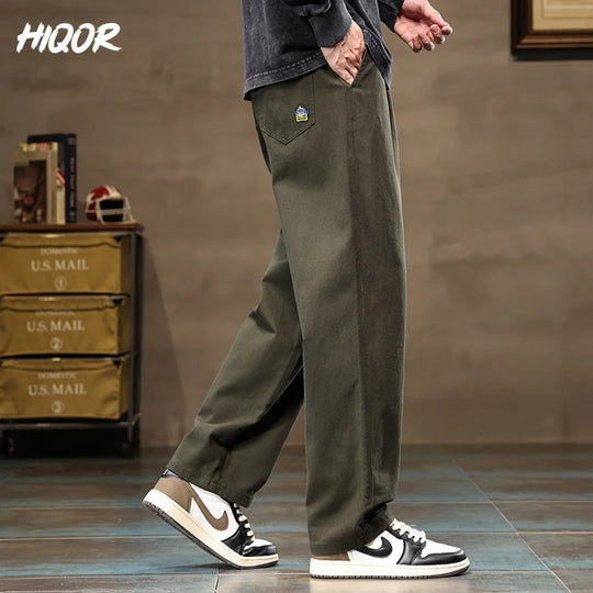 HIQOR Men Casual Pants Fashion Jogger Pant Loose Straight Wide Leg