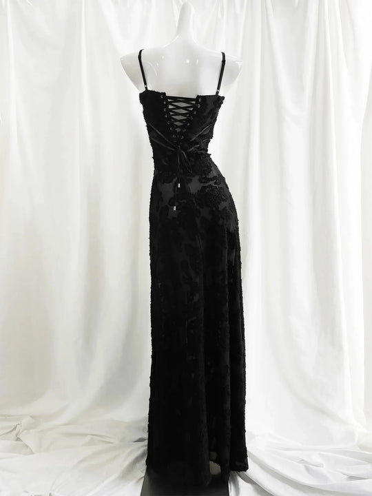 Mingmingxi Formal Occasion Dresses Maxi Black Appliques Dresses For