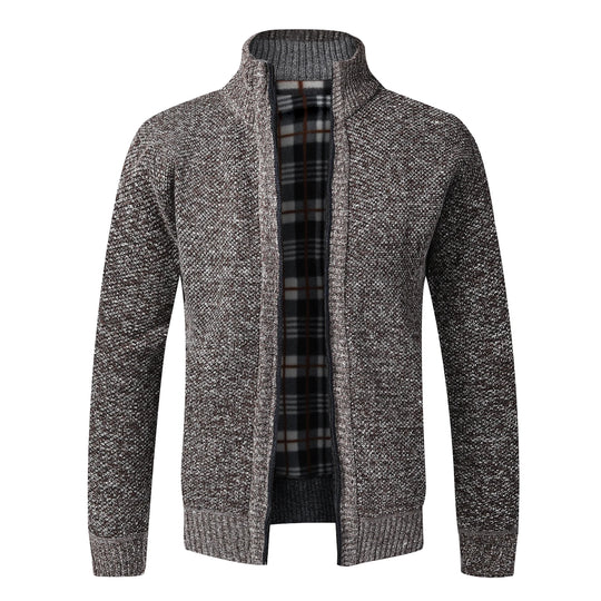 Autumn Winter Warm Cardigan Men Fleece Sweaters Full Zip Jackets Slim