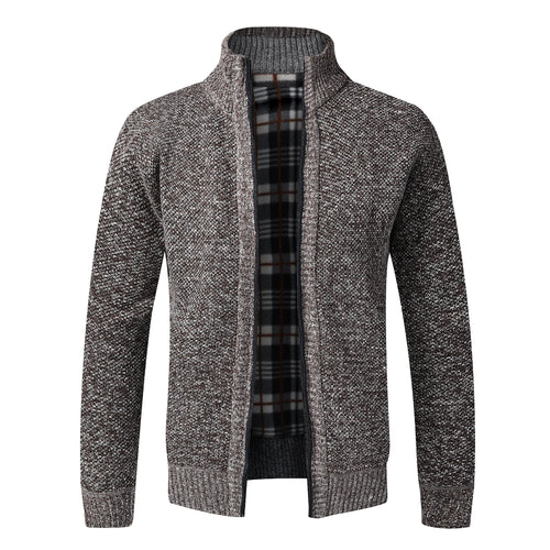 Autumn Winter Warm Cardigan Men Fleece Sweaters Full Zip Jackets Slim