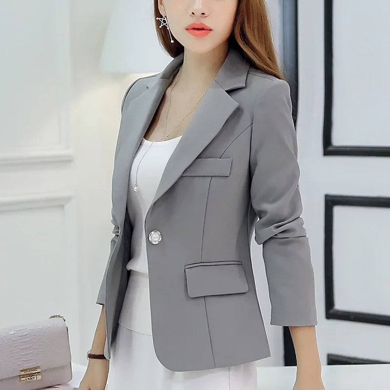 Black Women Blazer 2024 Formal Slim Blazers Lady Office Work Suit