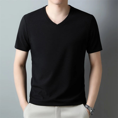 2025 Men's New Waffle V Neck Short Sleeved T-shirt Summer Comfortable