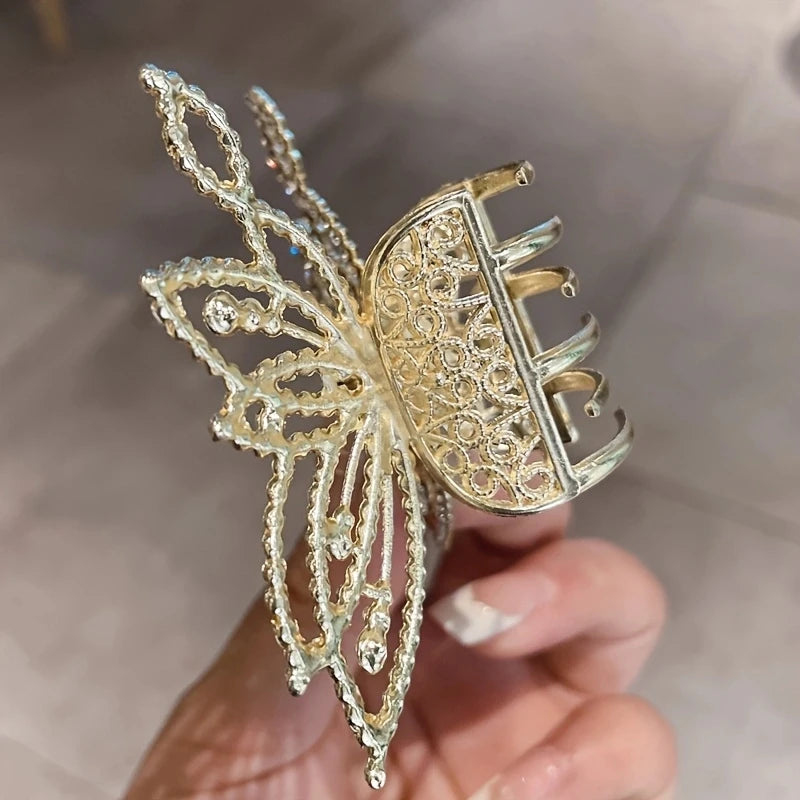 1pc zinc alloy rhinestone butterfly hair ornament, elegant butterfly