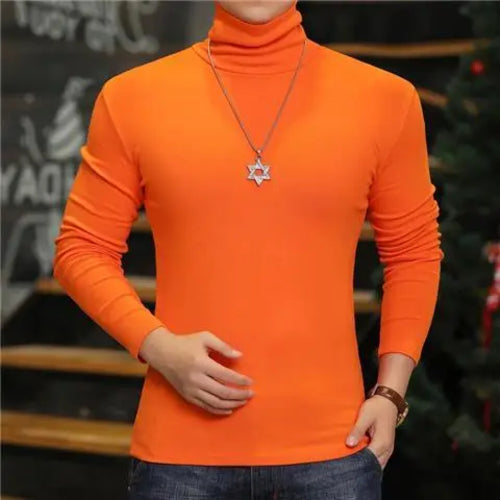 Fashion Men's Turtleneck T-Shirts Casual Autumn Winter High Collar New