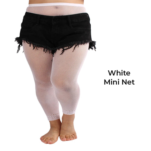 Women's Footless Fishnet Ankle Tights Plus Size High Waist High