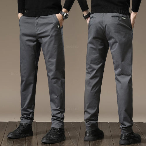 New High Quality Combed Cotton Casual Pants Men Thick Solid color