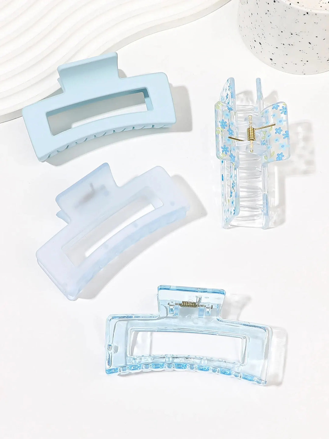 4 Pcs Big Hair Claw Clips for Women Girls, Blue Strong Hold Matte