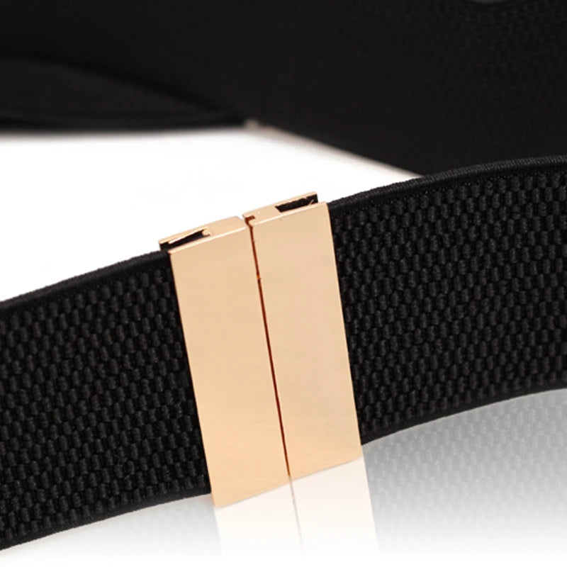 New Wide Elastic Black Belt Dress Stretch Waist Belts Women Dress Coat