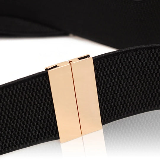 New Wide Elastic Black Belt Dress Stretch Waist Belts Women Dress Coat