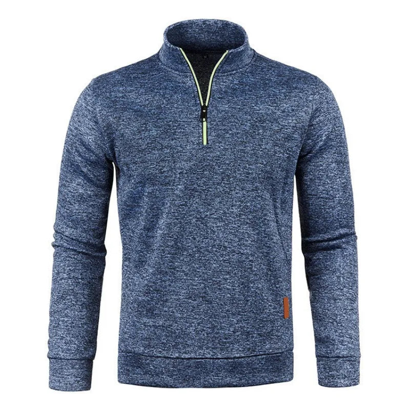 Autumn Men's Half Zipper Sweatshirts Long Sleeve Solid Color Pullover