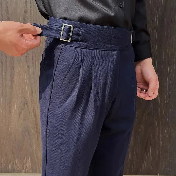 2025 New Naples High Waist Mens Suit Pants Double-Blade Gurkha Chino