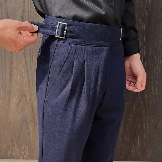 2025 New Naples High Waist Mens Suit Pants Double-Blade Gurkha Chino
