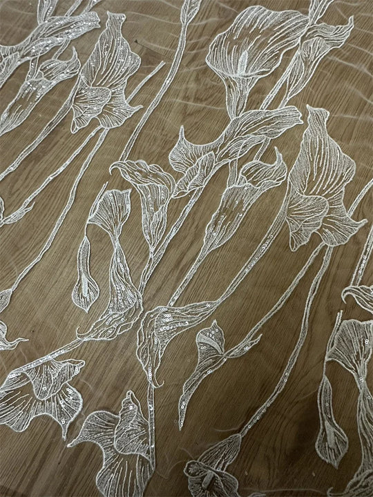 New Hot  Low Price  Off White Embroidery Wedding Dress Tulle Lace