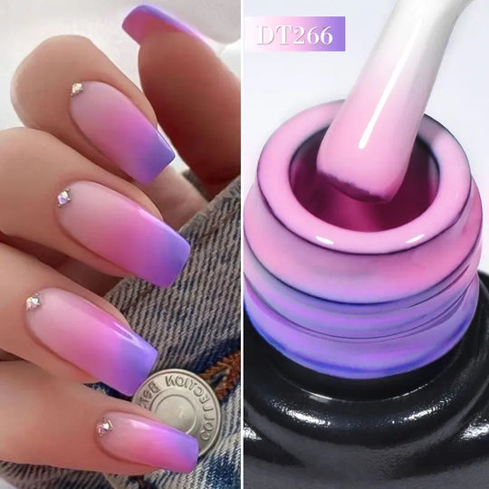 MEET ACROSS 7ml Thermal Gel Nail Polish Manicure 3 Layers Temperature Changing UV Gel Semi Permanent Soak Off Varnish Nail Art