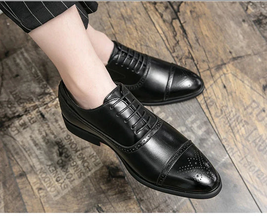 Men's Formal  Shoes Red Sole Fashion Business Casual Party Banquet Daily Retro Carved Lace-up Brogue Dress Wedding Shoes Size 48