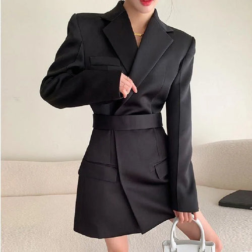 Autumn New High end Waist Slim Blazer Jacket Women Casual British Mid