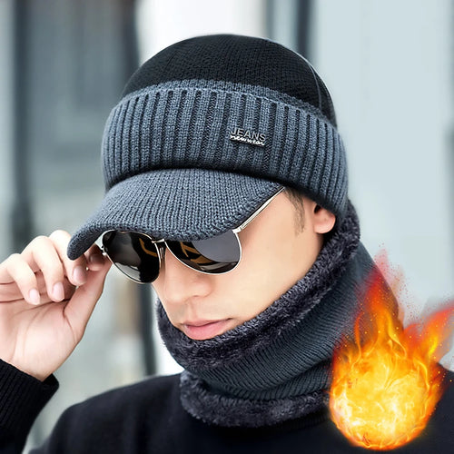 New Acrylic Woolen Hat For Winter And Elderly Fleece Thick Knitted Hat