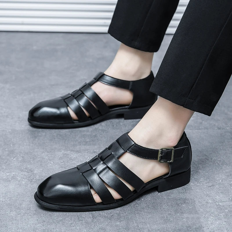 New Soft Leather Men's Sandals Outdoor Summer Beach Shoes Comfortable Male Roman Shoes All-match Sandaly Hollow Out Casual Shoes