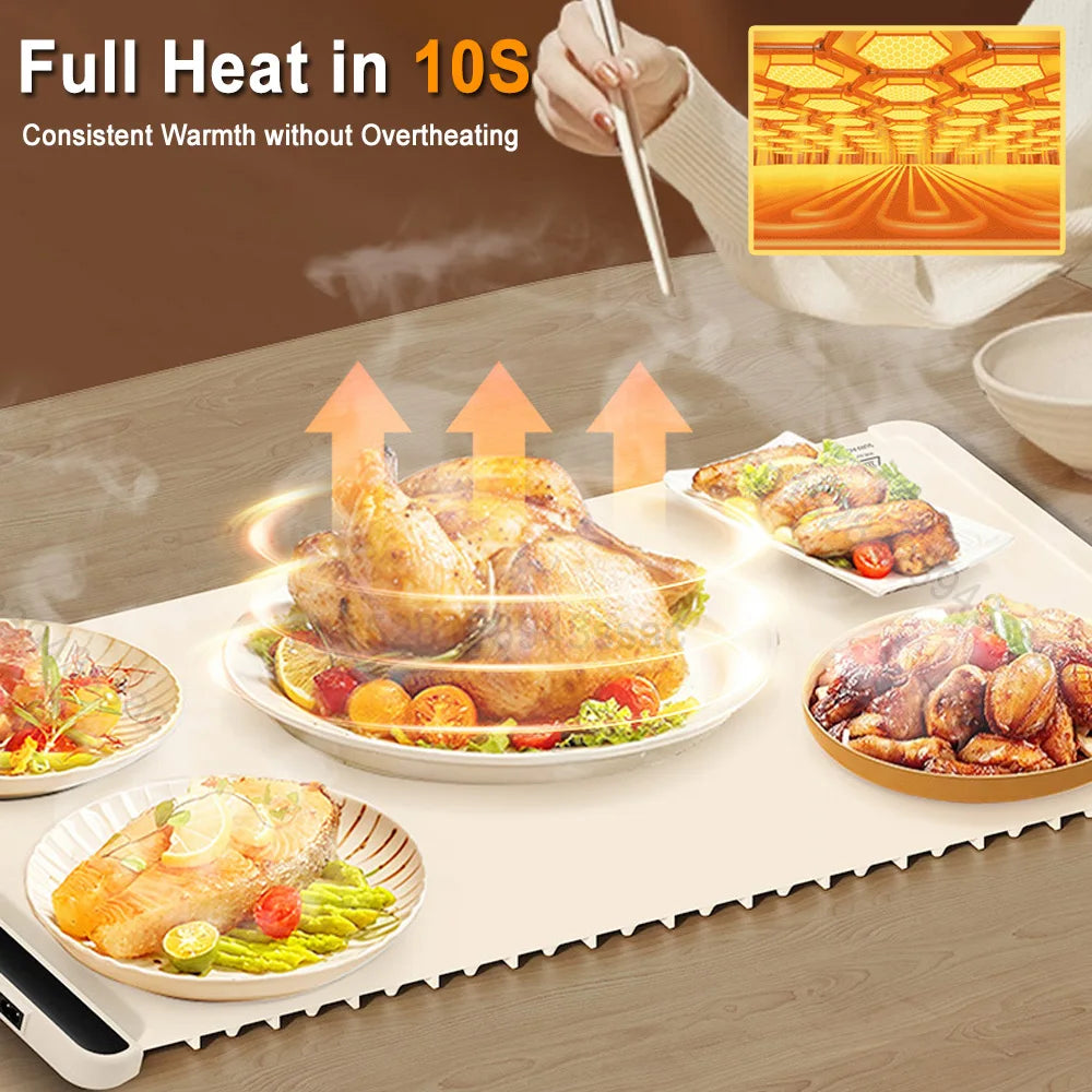 Electric Warming Tray Food Warmer Plate Foldable Portable Smart Food