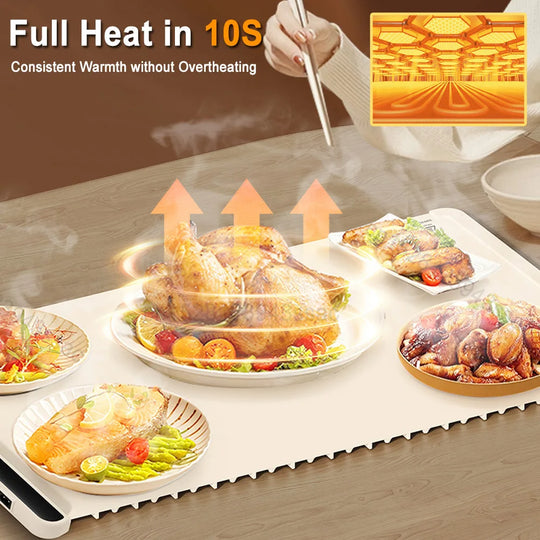 Electric Warming Tray Food Warmer Plate Foldable Portable Smart Food