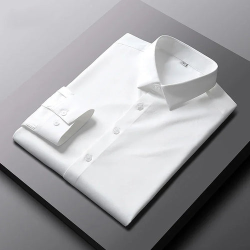 Men's Casual and Fashionable Long Sleeved Solid Color Shirt Non