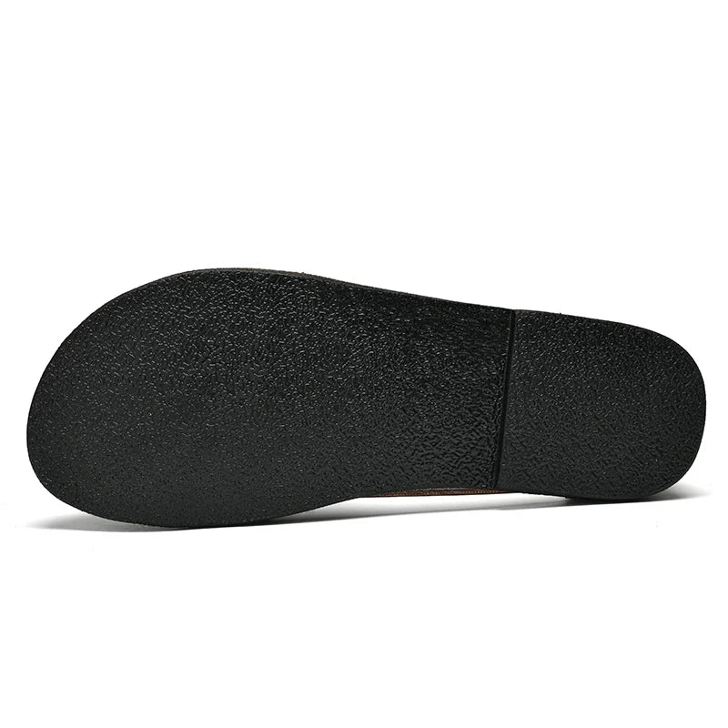 CLOHOO Men Sandals Summer Genuine Leather High Quality Roman Shoes Breathable Casual Non-Slip Male Slippers Free Shiping Shoes