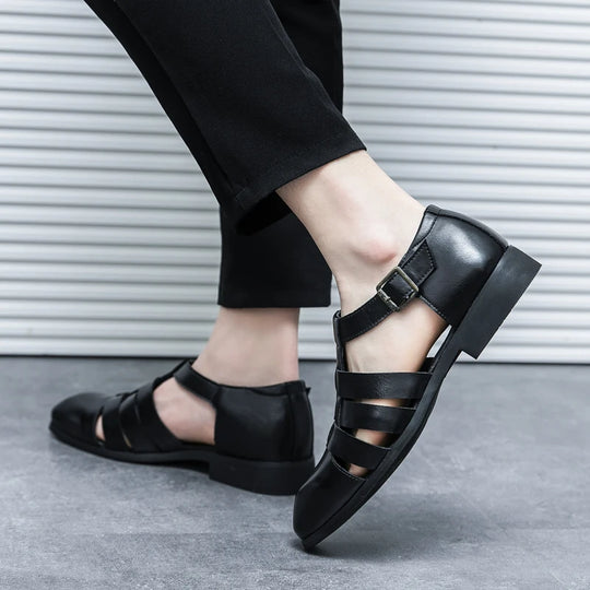 New Soft Leather Men's Sandals Outdoor Summer Beach Shoes Comfortable Male Roman Shoes All-match Sandaly Hollow Out Casual Shoes