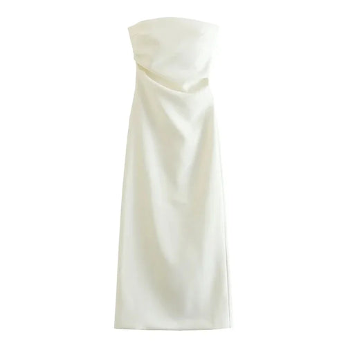 ASDS 2024 off shoulder black white long dress women bodycon beige midi