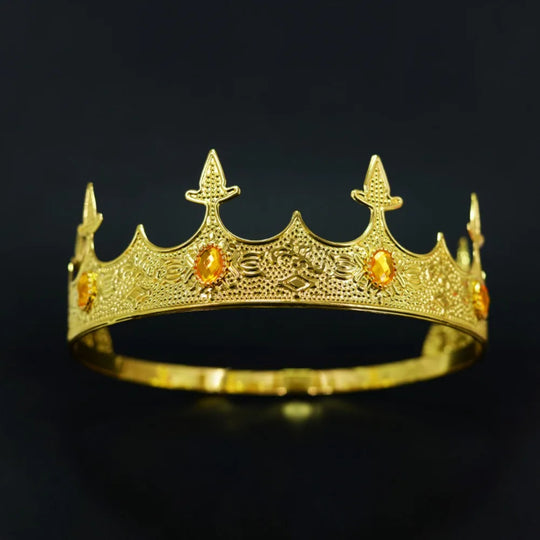Trendy Vintage Baroque Crown Antique Bronze Elegant King Tiara Crown Adjustable Multicolor Prince Rhinestone Tiara Men