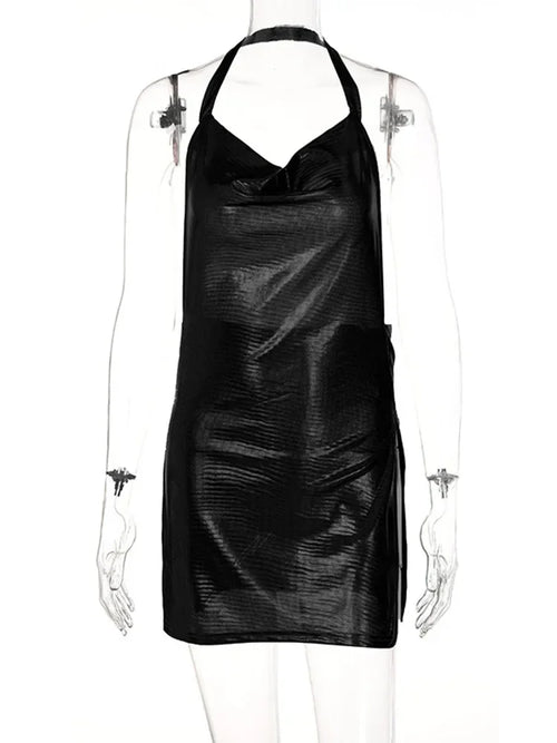 Bright Silk Bodycon Dress For Women Y2k Clothes Swinging Collar Sexi