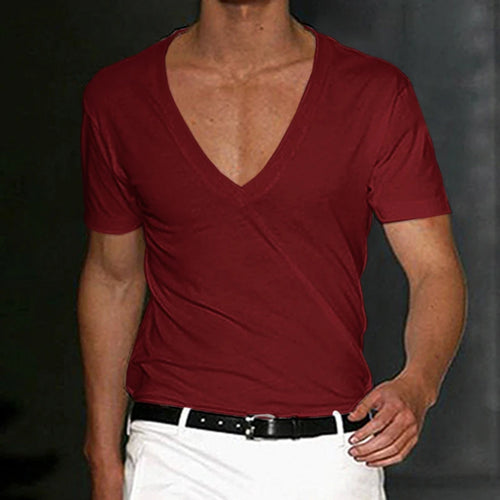 Vintage Loose Cotton T Shirts Men Casual V Neck Short Sleeve Solid