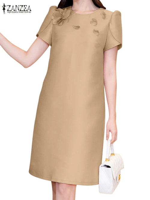 Women 2024 Summer Dress ZANZEA Fashion Short Sleeve Party Work