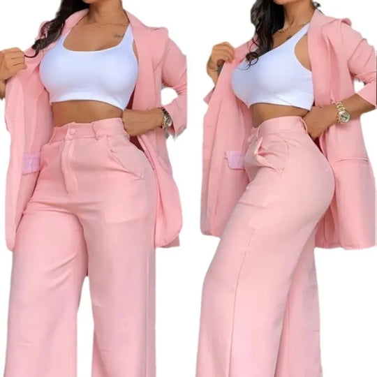 Woman Elegant Blazer Sets New Autumn Fashion Women's Notched Collar