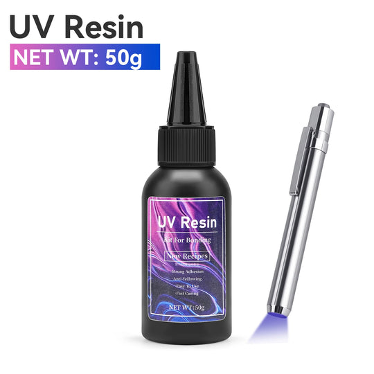 20g/30g/50g UV Epoxy Resin Glue DIY Jewelry Making High Transparency Fast Drying High Hardness Glue UV Lamp DIY Craft Decor