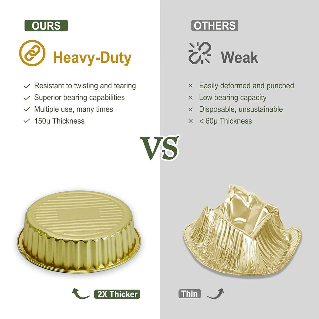 Heavy Duty Gold Aluminum Foil Pans 1508ml 10PCS, Disposable Thickened