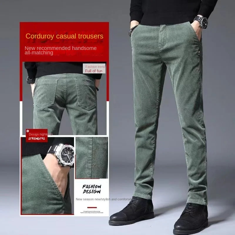 Corduroy Autumn Winter 2022 Men's Stretch Casual Slim Straight Velvet