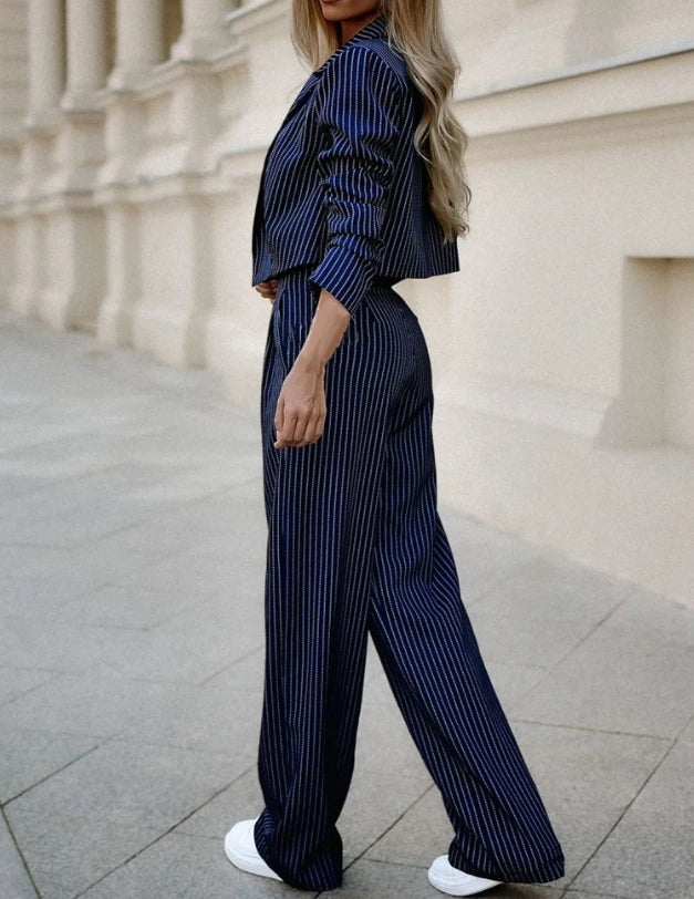 Two Piece Set Woman Short Blazer and Pants Set Elegant Long Sleeve